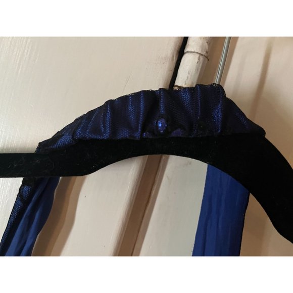 NWT Deadstock Y2K Navy Blue Halter Dress with Black Flocked Floral Designs - Picture 8 of 8